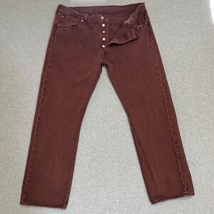 Levis Jeans Mens 38X30 501 Mahogany Original Straight Button Fly American Denim